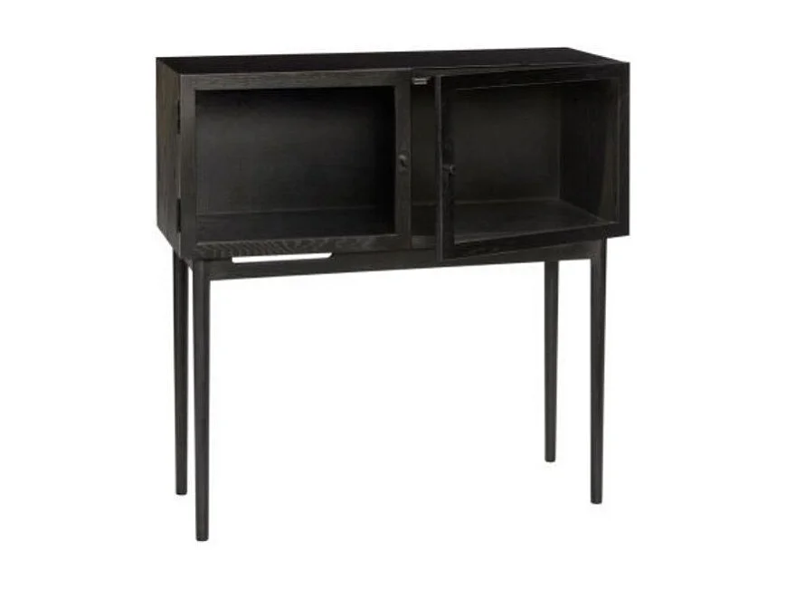 Console 2 portes vitrées en bois noir MUSEA