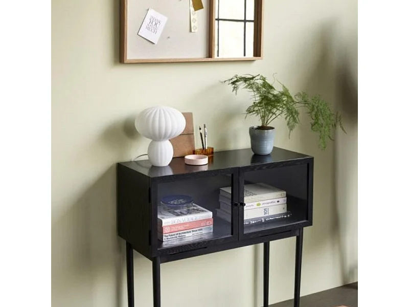 Console 2 portes vitrées en bois noir MUSEA