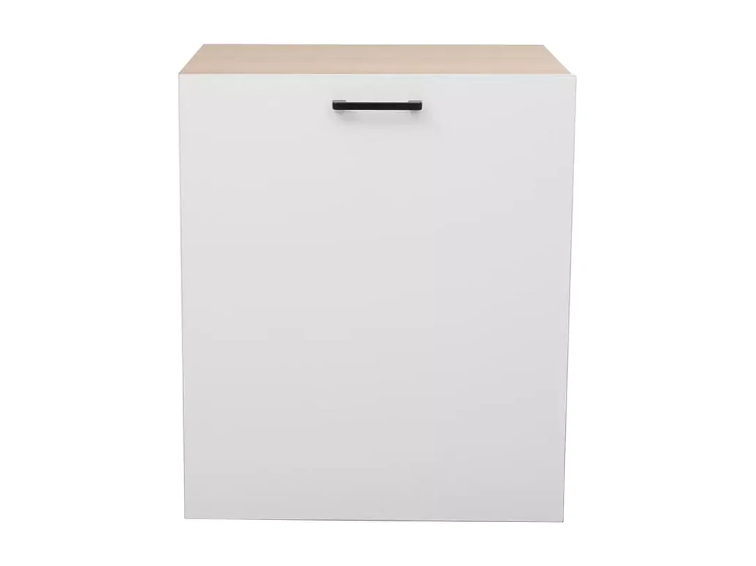 Bureau modulable compact blanc chêne avec étagères sur roulettes – MILIO
