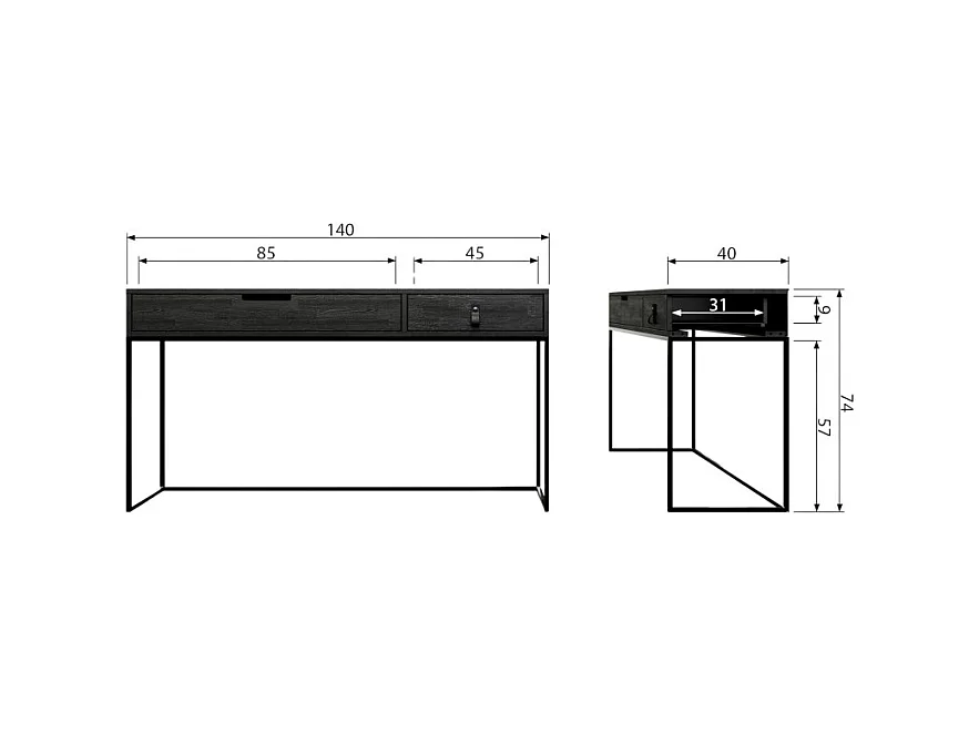 Console d'entrée moderne bois massif SILAS