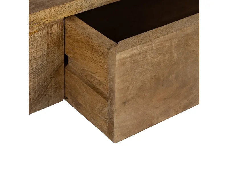 Bureau secrétaire FLORENSIS bois manguier massif pieds métal noir