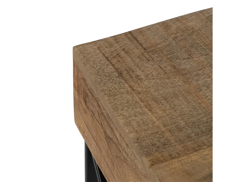 Bureau secrétaire FLORENSIS bois manguier massif pieds métal noir