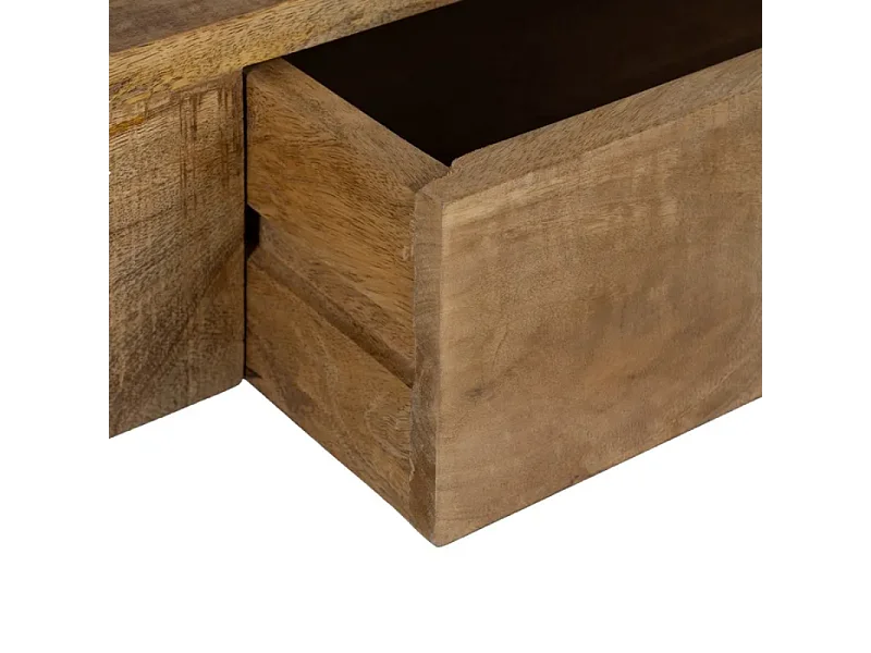 Bureau secrétaire FLORENSIS bois manguier massif pieds métal noir