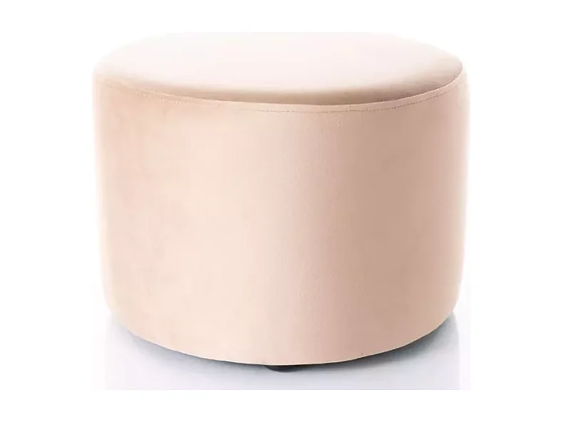 Pouf en velours rond beige DELI 43 x 32 cm