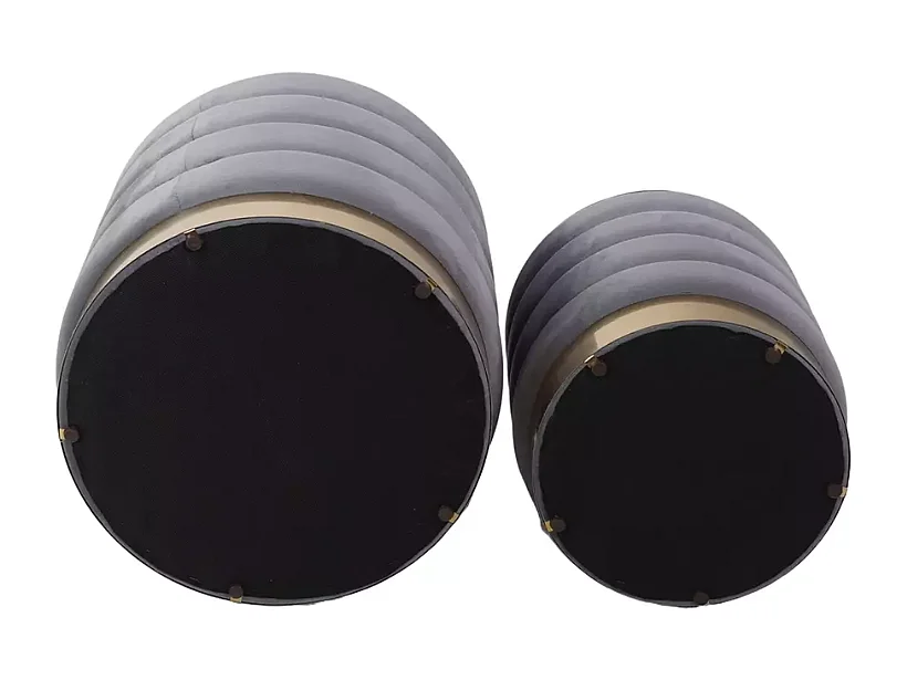 Ensemble de poufs gris en velours avec rangement intégré, double format BILLES
