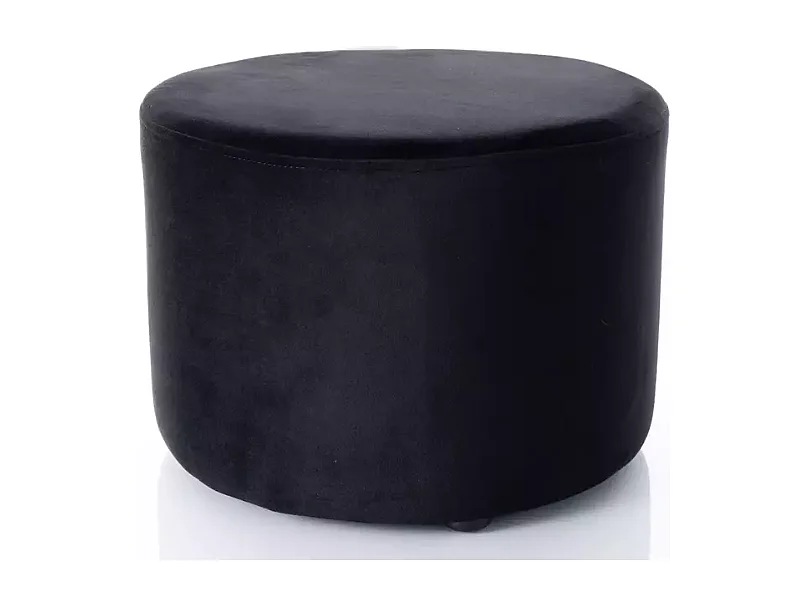 Pouf en velours rond noir DELI 43 x 32 cm