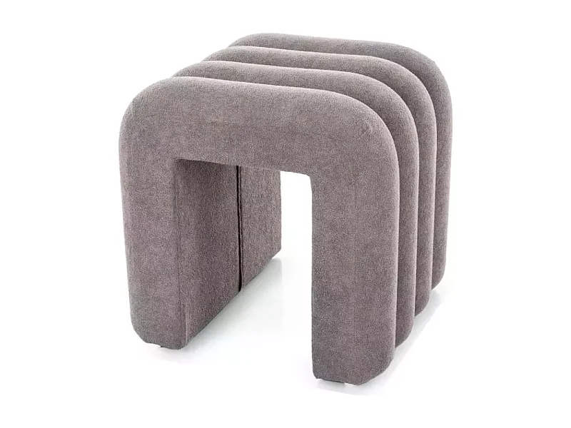 Pouf design gris en tissu avec structure ondulée et rembourrage moelleux NIMBUZ