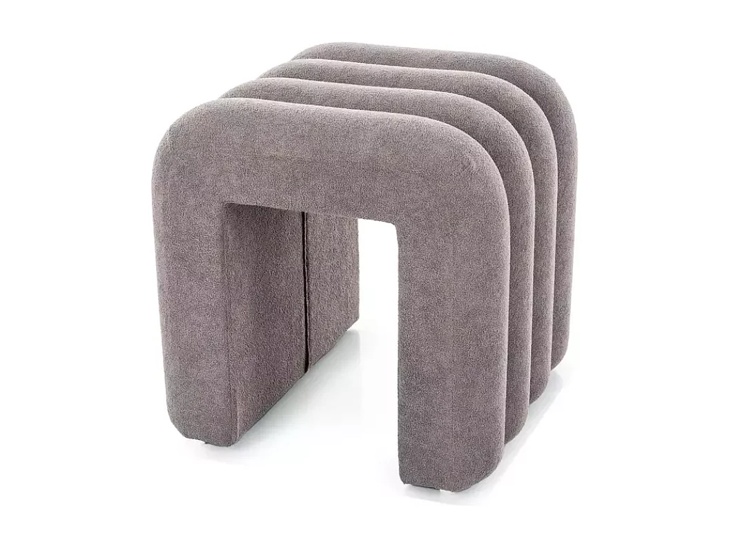 Pouf design gris en tissu avec structure ondulée et rembourrage moelleux NIMBUZ