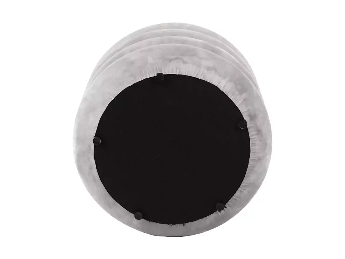 Pouf en velours beige  avec rangement discret et assise confortable LUMOZ