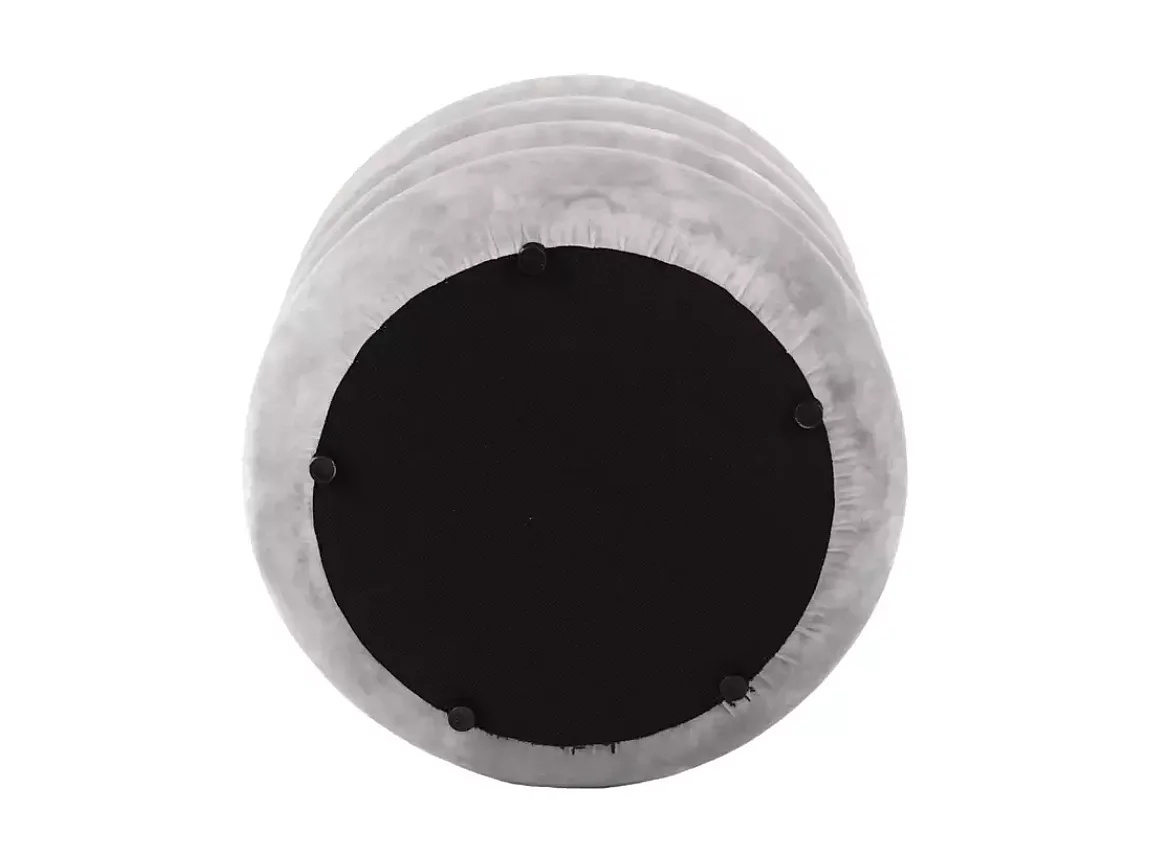 Pouf en velours beige  avec rangement discret et assise confortable LUMOZ