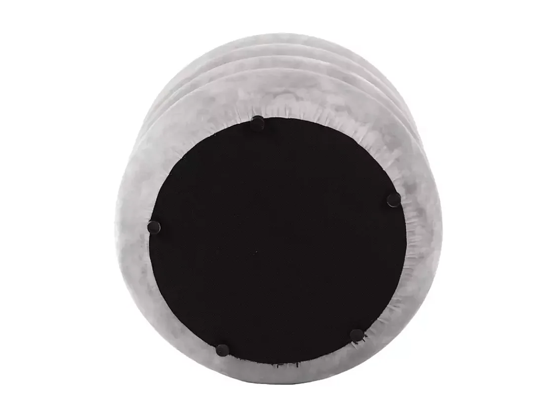 Pouf en velours beige  avec rangement discret et assise confortable LUMOZ