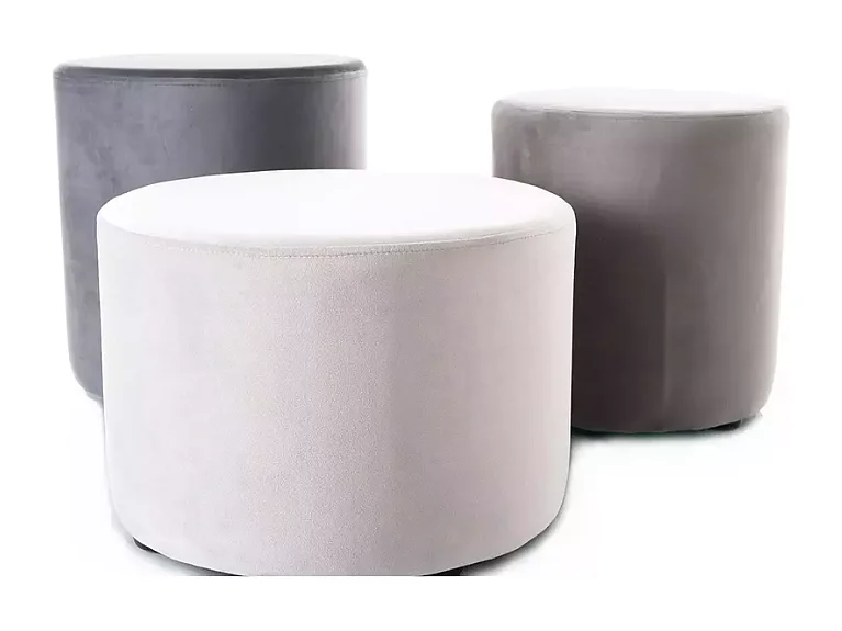Pouf en velours rond gris clair DELI 38 x 42 cm