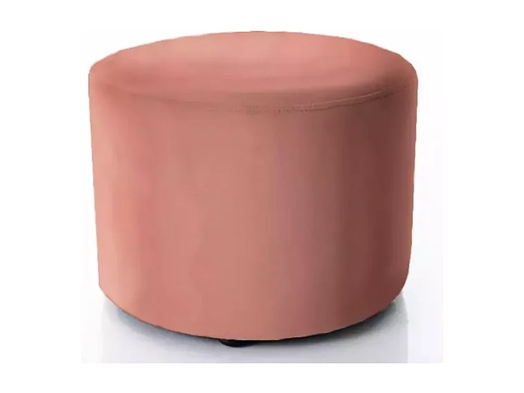 Pouf en velours rond rose antique DELI 43 x 32 cm