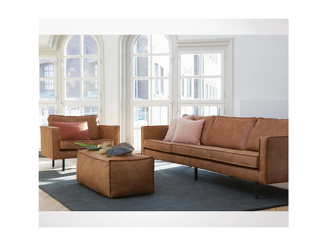 Grand pouf rétro cuir 120x43cm COLORADO