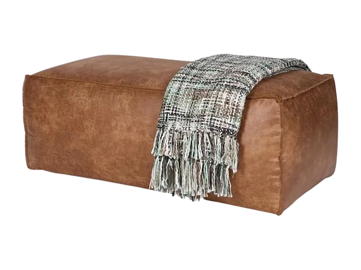 Grand pouf rétro cuir 120x43cm COLORADO