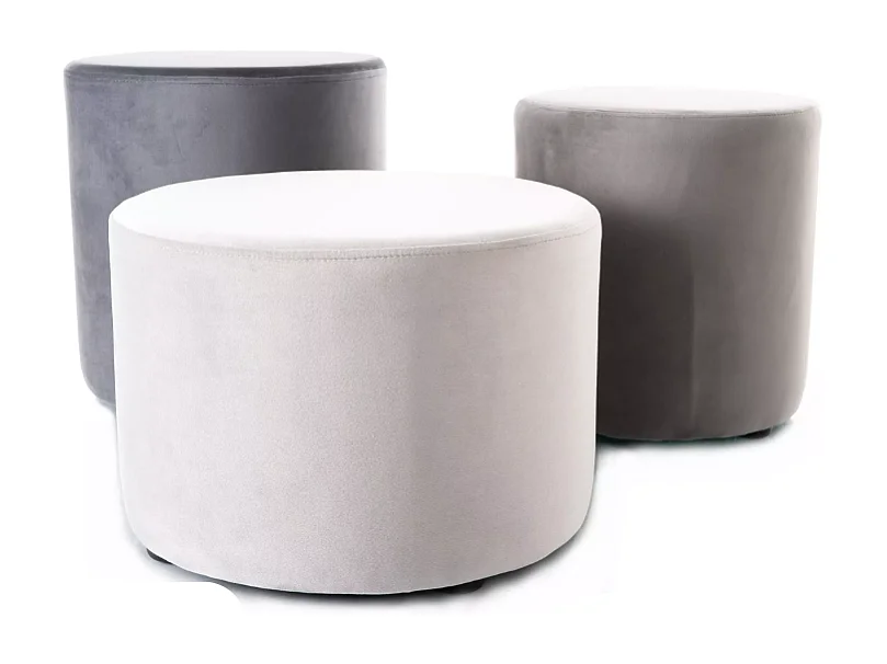Pouf en velours rond gris clair DELI 43 x 32 cm