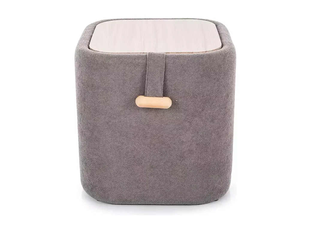 Pouf en tissu gris avec assise moelleuse et compartiment de rangement NEBULAZ