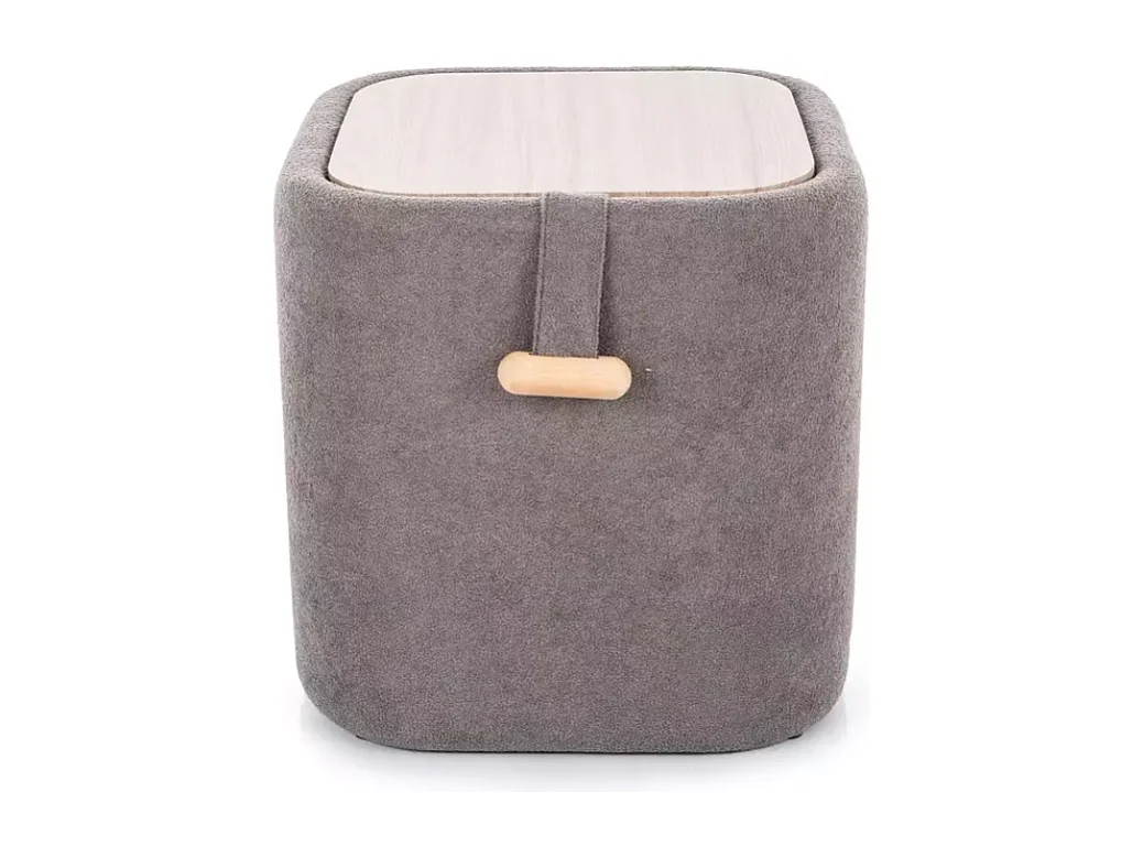Pouf en tissu gris avec assise moelleuse et compartiment de rangement NEBULAZ