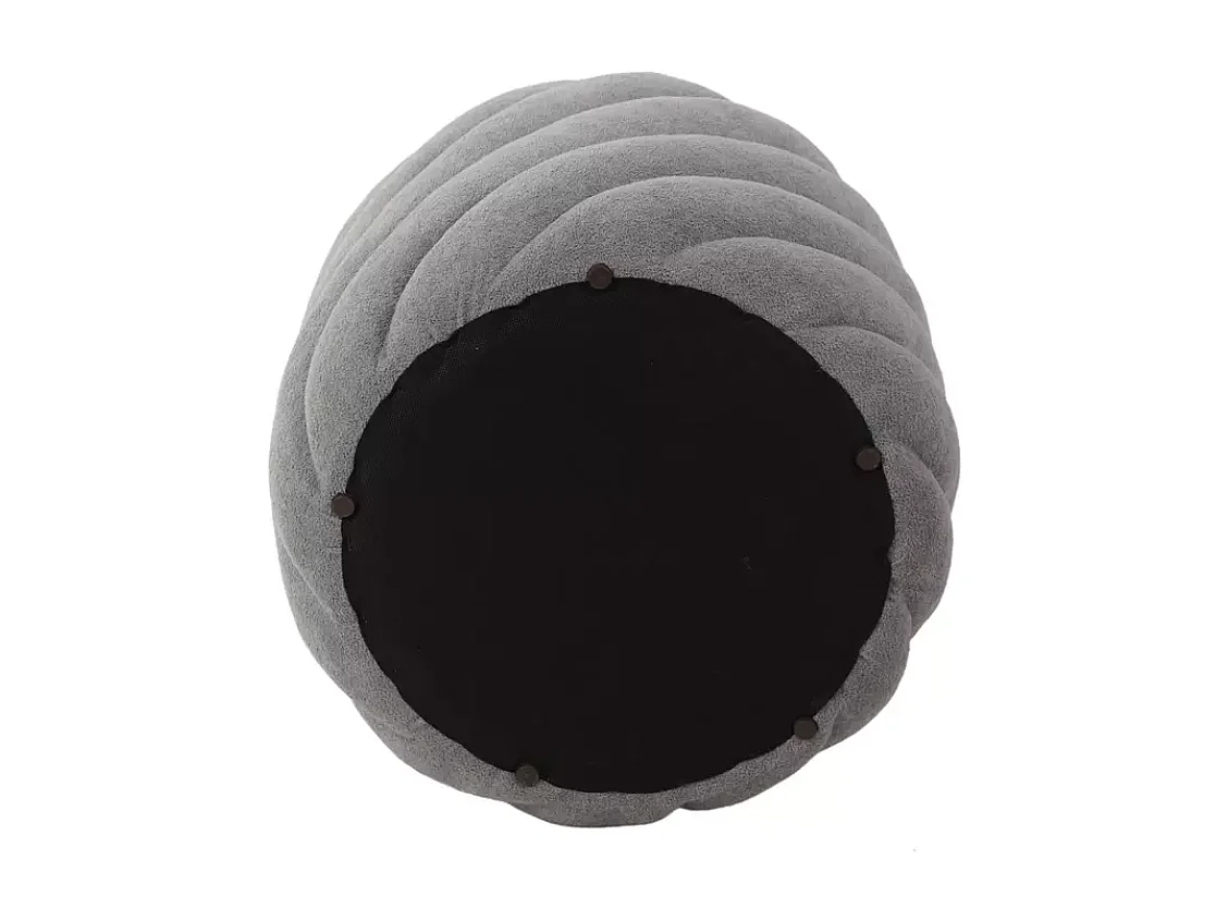 Pouf en tissu gris clair avec rangement intégré et structure arrondie SPHERAZ