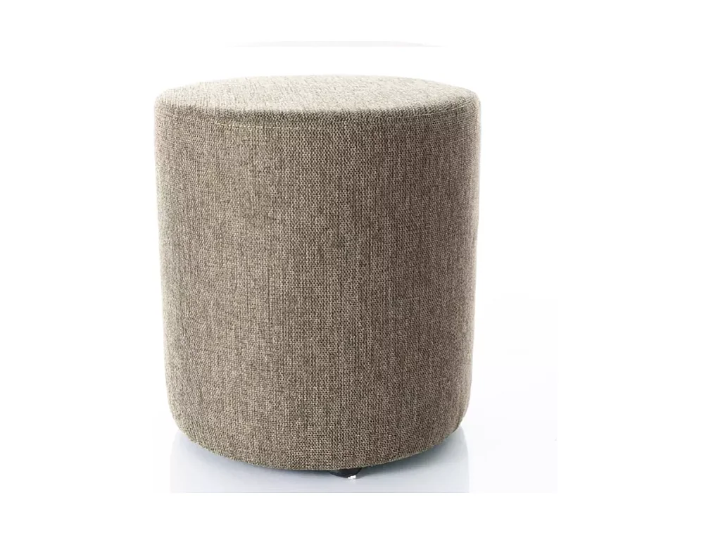 Pouf en tissu rond beige olive DAVI 38 x 42 cm