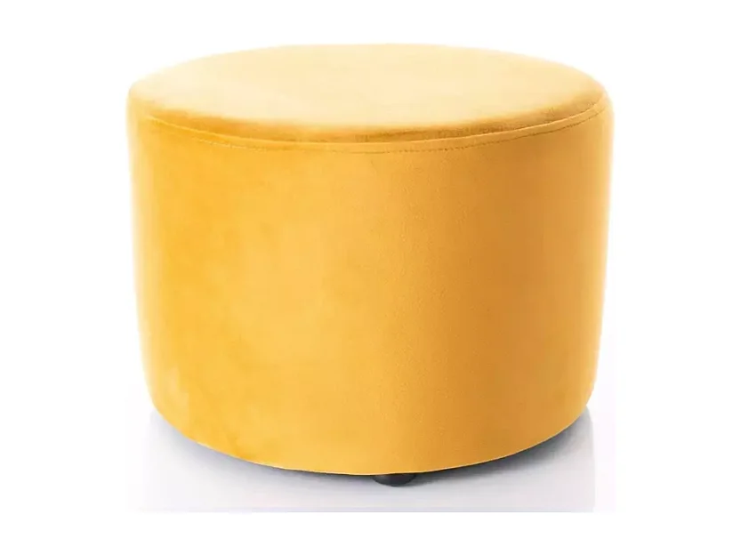 Pouf en velours rond curry DELI 43 x 32 cm