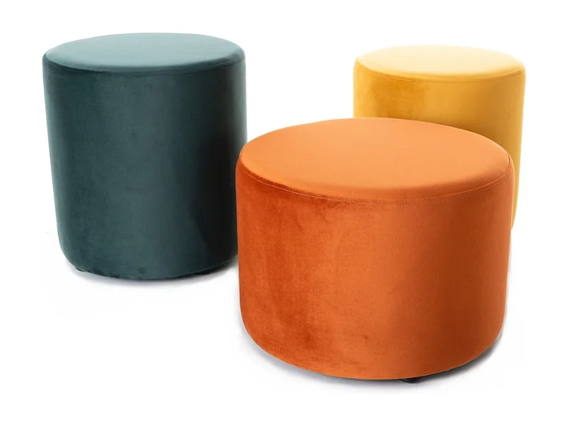 Pouf en velours rond curry DELI 43 x 32 cm