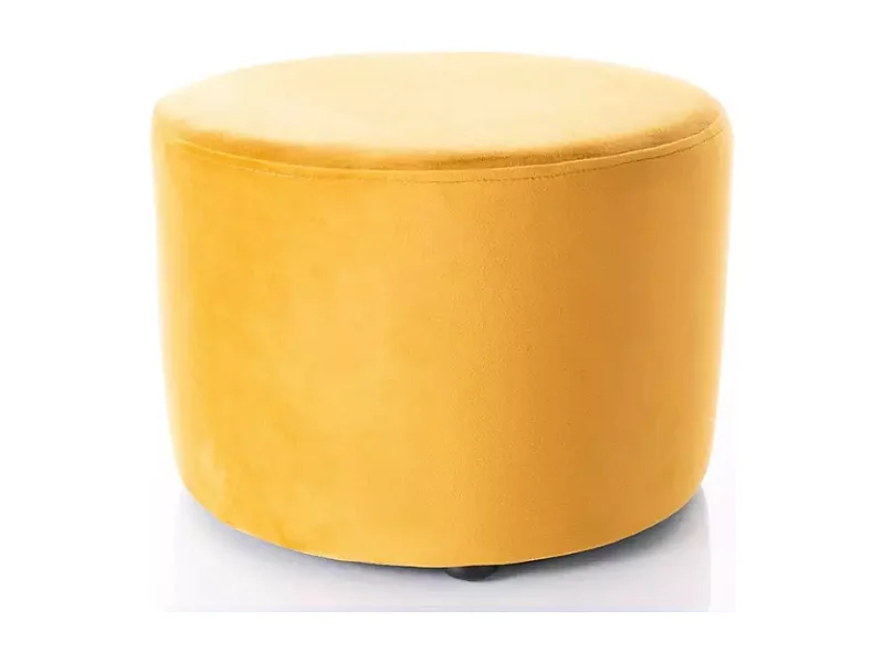 Pouf en velours rond curry DELI 43 x 32 cm
