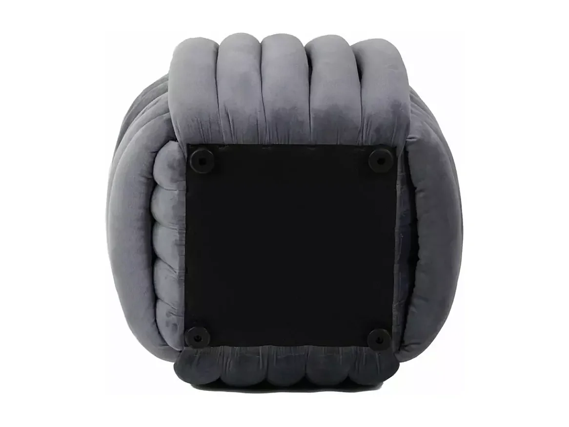 Pouf carré en velours gris matelassé, compact et moelleux COULIZ