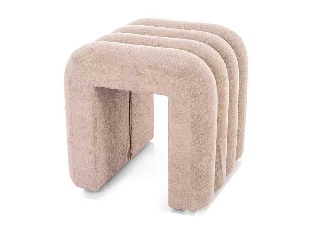 Pouf beige foncé avec lignes courbes modernes et rembourrage confortable NIMBUZ