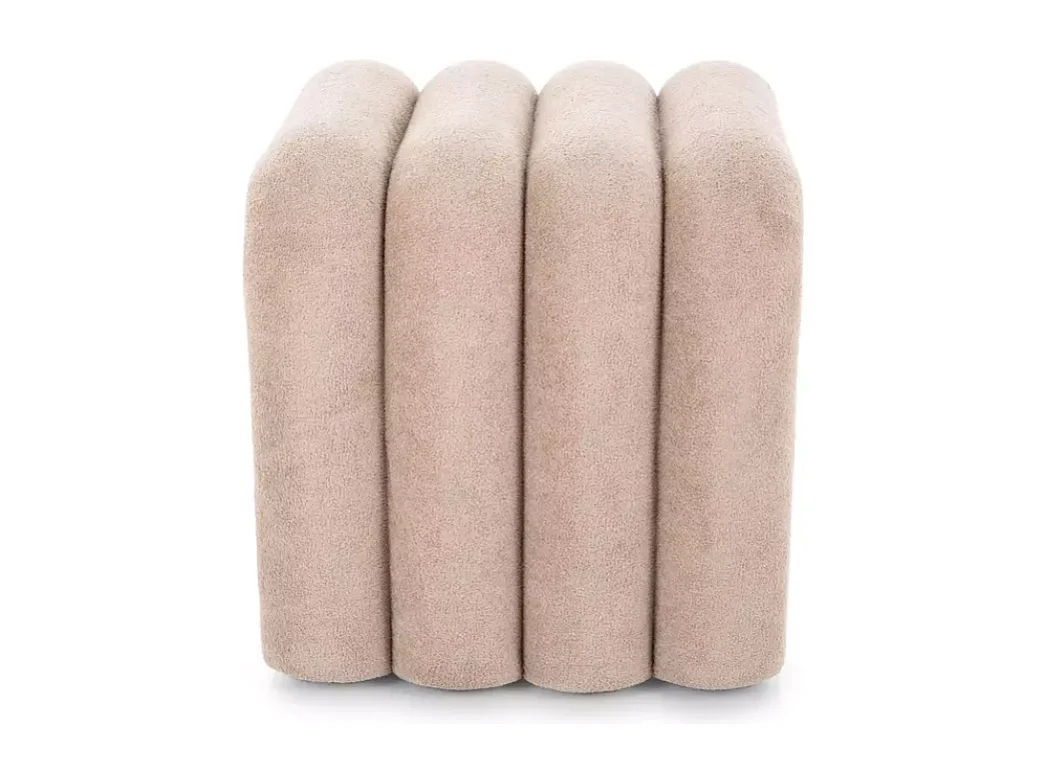 Pouf beige foncé avec lignes courbes modernes et rembourrage confortable NIMBUZ