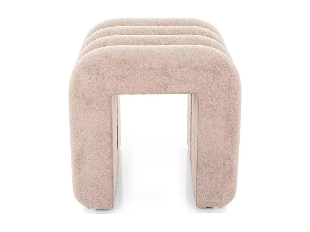 Pouf beige foncé avec lignes courbes modernes et rembourrage confortable NIMBUZ