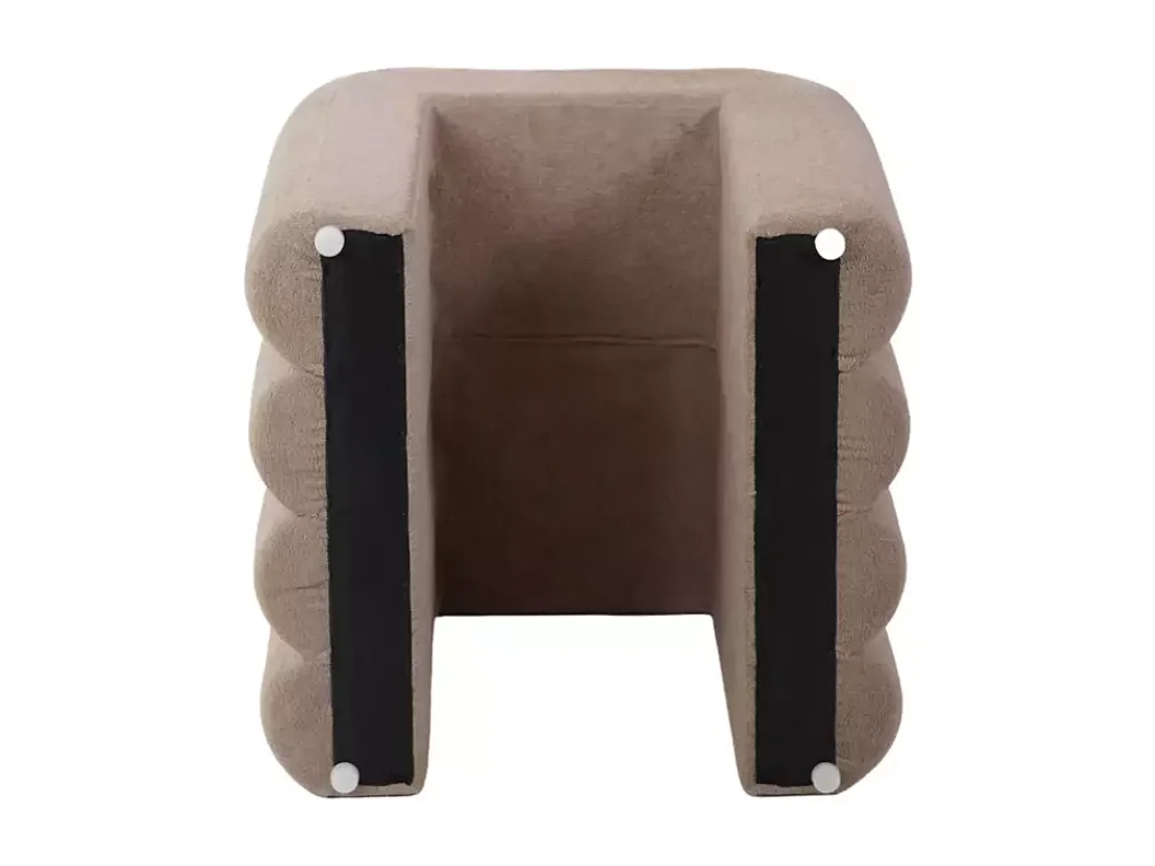 Pouf beige foncé avec lignes courbes modernes et rembourrage confortable NIMBUZ