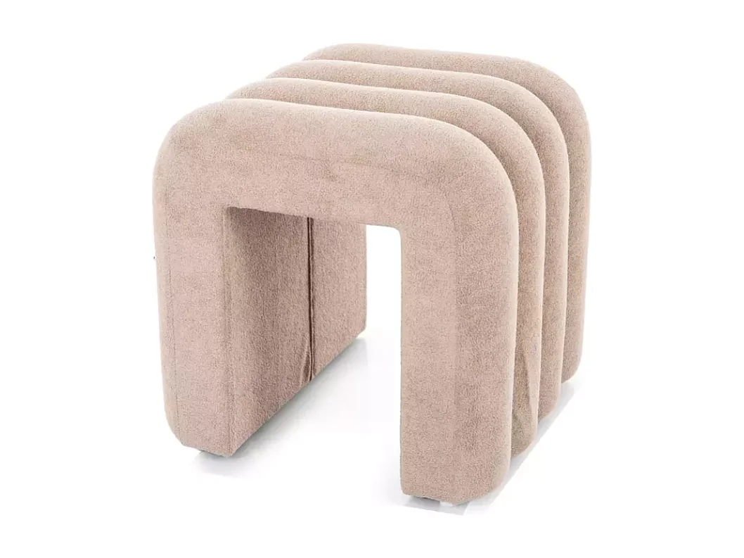 Pouf beige foncé avec lignes courbes modernes et rembourrage confortable NIMBUZ