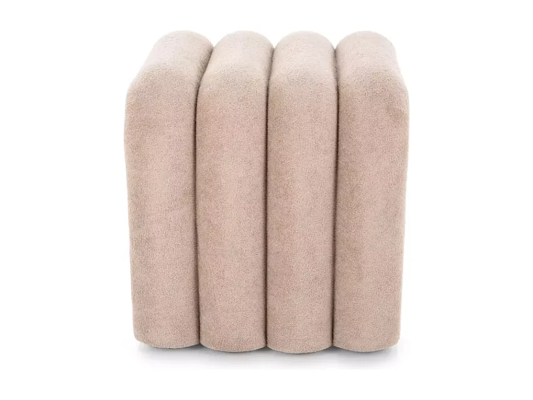 Pouf beige foncé avec lignes courbes modernes et rembourrage confortable NIMBUZ
