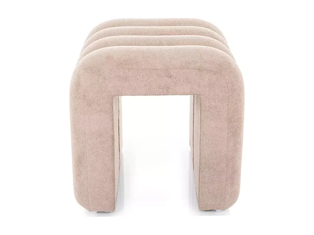 Pouf beige foncé avec lignes courbes modernes et rembourrage confortable NIMBUZ
