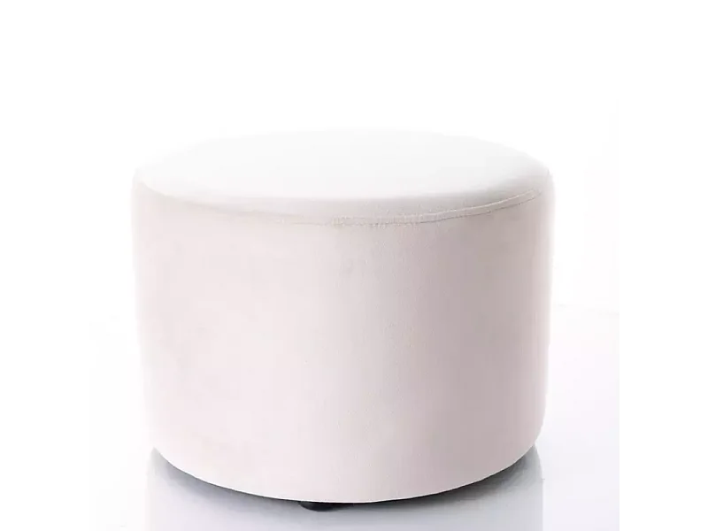 Pouf en velours rond beige clair DELI 43 x 32 cm