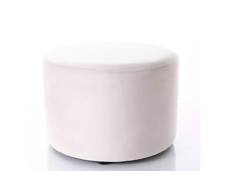 Pouf en velours rond beige clair DELI 43 x 32 cm