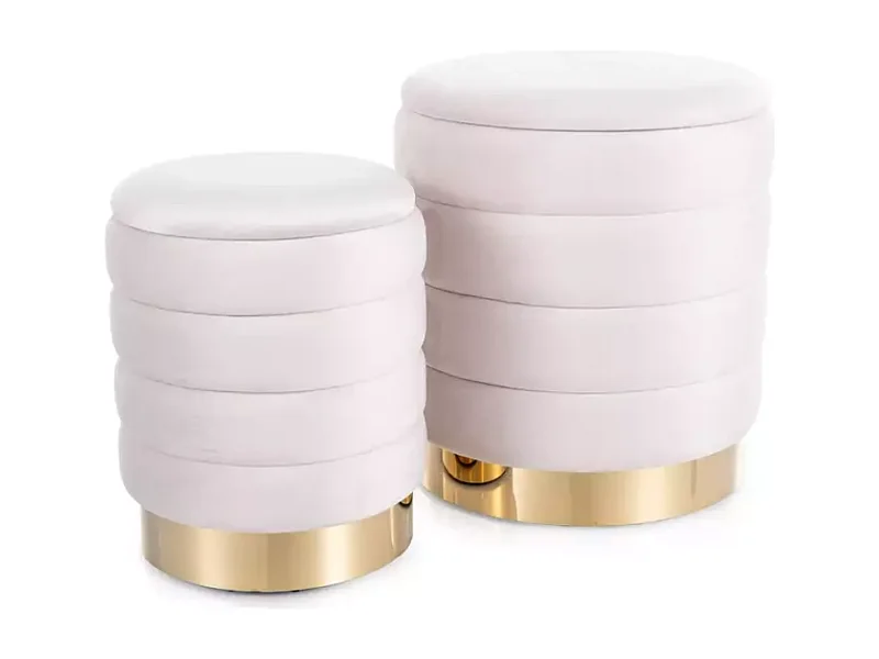 Pouf double fonction en velours avec rangement intégré BILLES