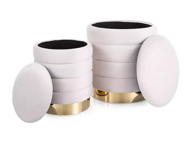 Pouf double fonction en velours avec rangement intégré BILLES