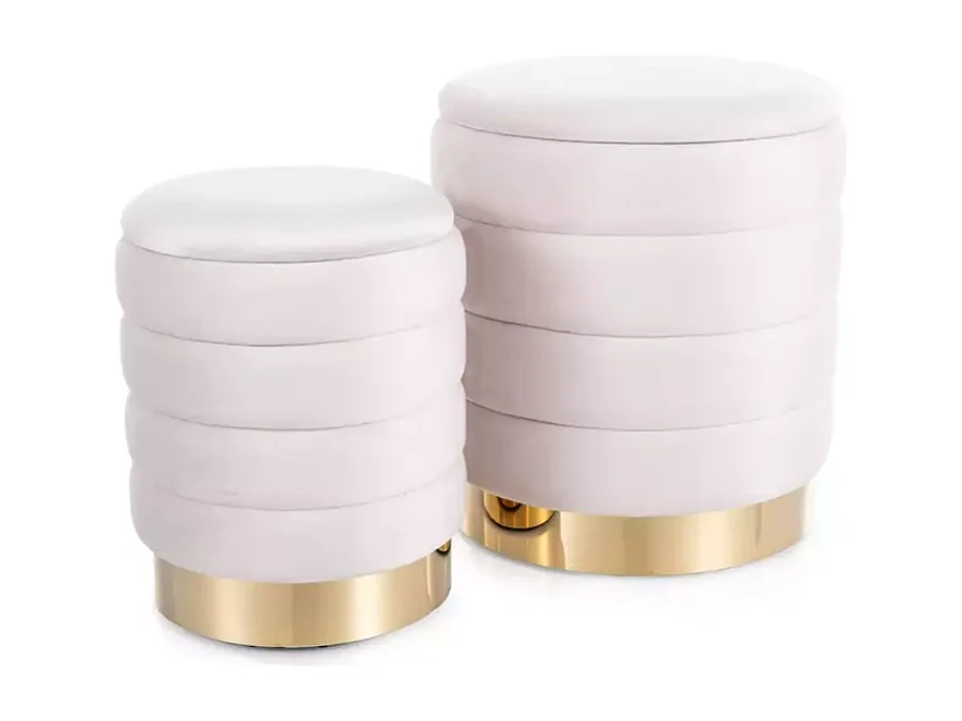 Pouf double fonction en velours avec rangement intégré BILLES