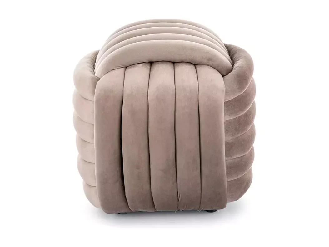 Pouf carré en velours beige foncé effet matelassé, assise moelleuse COULIZ