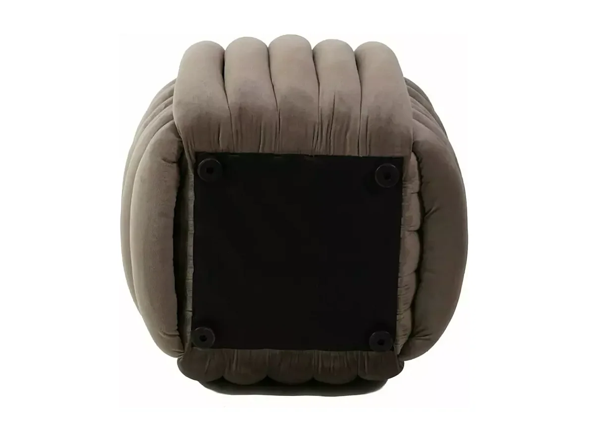 Pouf carré en velours beige foncé effet matelassé, assise moelleuse COULIZ