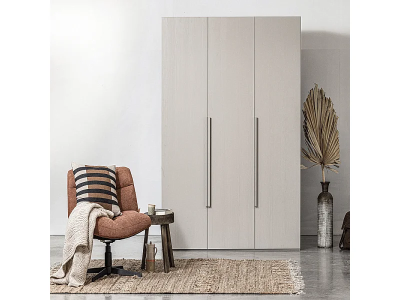 Armoire dressing 3 portes en bois FSC gris MAGBY