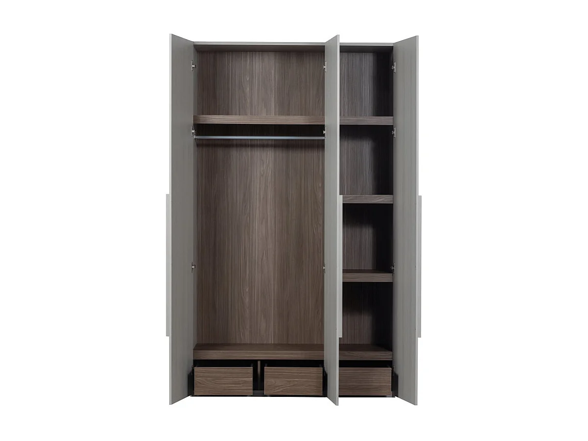 Armoire dressing 3 portes en bois FSC gris MAGBY