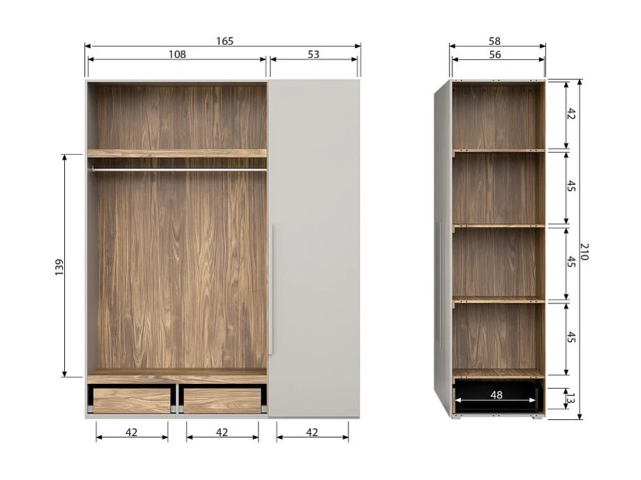 Armoire dressing 3 portes en bois FSC gris MAGBY
