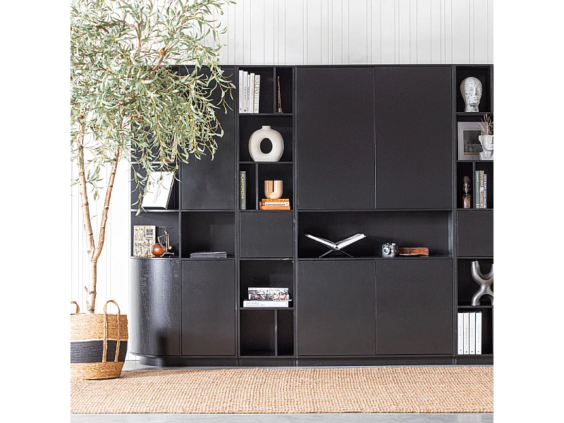 Armoire arrondie en bois massif FSC noir BUCK