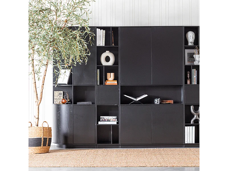 Armoire arrondie en bois massif FSC noir BUCK