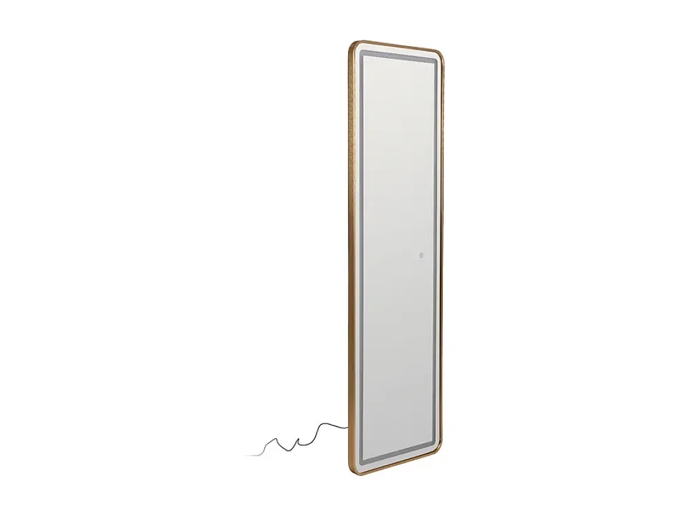 Miroir lumineux FLORELIS plein pied LED cadre doré 160 cm capteur
