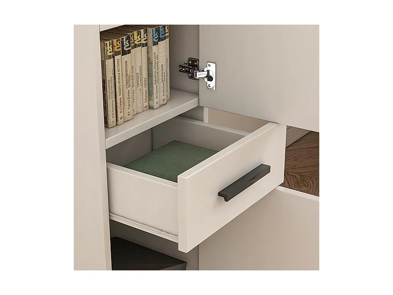 ÉTAGÈRE DE BUREAU AVEC TIROIR 2 ÉTAGÈRES ARMOIRE BLANCHE LIVRES CLASSEURS LOFT 85 CM