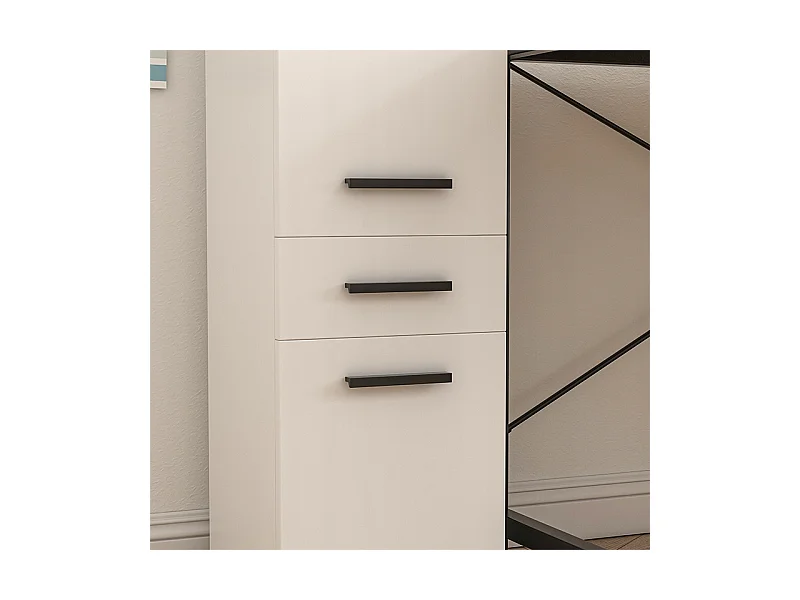 ÉTAGÈRE DE BUREAU AVEC TIROIR 2 ÉTAGÈRES ARMOIRE BLANCHE LIVRES CLASSEURS LOFT 85 CM